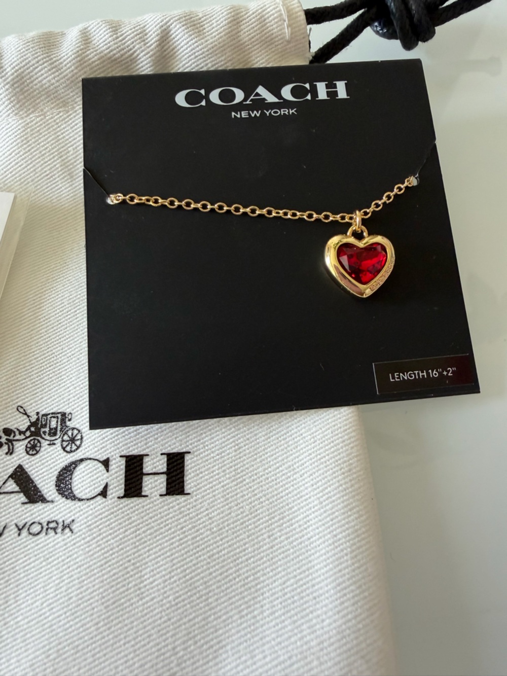 Viral Coach Gold Red Heart Pendant Necklace - Picture 2 of 4